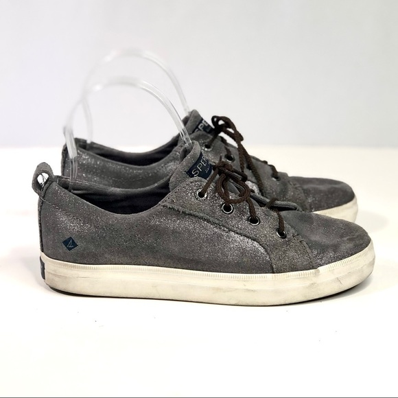 Sperry metallic silver suede lace-up sneakers 6 - Picture 2 of 11